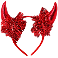 Ободок Рога черта красные, с мишурой