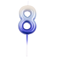 Свеча -цифра "8" Омбре голуб/синий 6см