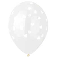 Шары прозрачные 36см Сердца белые