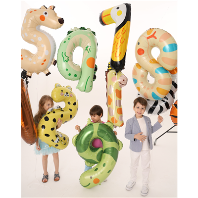 Шар цифра "2" 96см Зоопарк Леопард