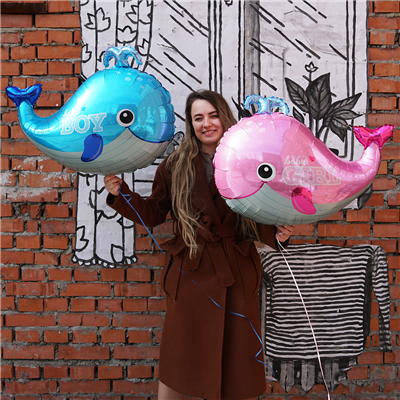 Шар фигура Кит BABY BOY голубой