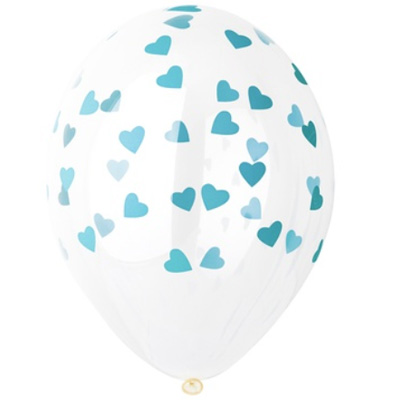 Бирюзовая Шары прозрачные 36 см Сердца бирюзовые 1103-2319