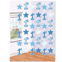 Гирлянда вертик 1-ый ДР Звезды голубые