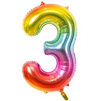 Шар цифра "3", 101см Радуга металлик