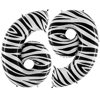 Шарики из фольги Шар цифра "6" или "9",  40" Zebra
