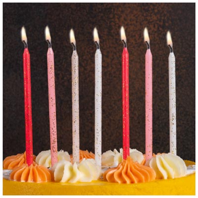 Свечи для торта Свечи для торта Розовый Микс блеск 12шт