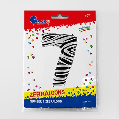 Шарики из фольги Шар цифра "7", 101см Zebra