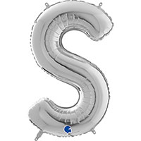 Шар буква "S", 66см Silver