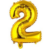 Шар цифра "2", 36см Gold