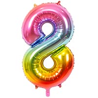 Шар цифра "8", 101см Радуга металлик