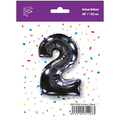 Шарик цифра "2", 101см Black