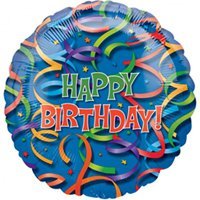 Шар ДЖАМБО 81см Happy Birthday Серпантин