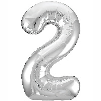 Шар цифра "2", 101см Металлик Silver