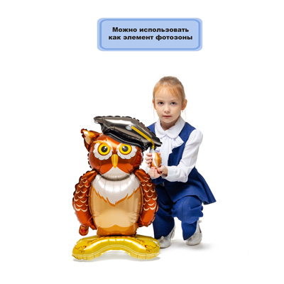 Шар фигура Сова Выпускник, под воздух