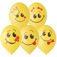 Шар с рисунком 14" Улыбка 2цв желтый