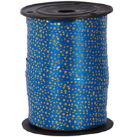 Лента 5ммХ230м синяя Горошек золотой