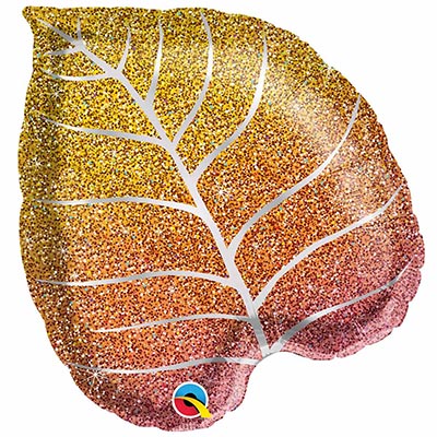 Шарики из фольги Шар фигура Лист Осенний омбре блеск