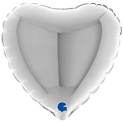 Серебряная Г Б/РИС СЕРДЦЕ 4" Металлик Silver 1204-1474