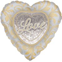 Шар ДЖАМБО Love Золото Серебро гологр