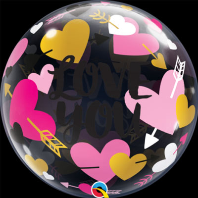 Шар BUBBLE 22" ILY Сердца со стрелами