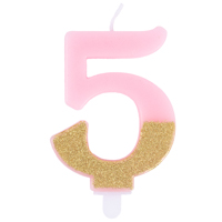 Свеча -цифра "5" Розовая блеск 7,5см