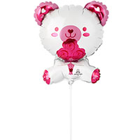 Шар мини фигура Мишка белый с цветами
