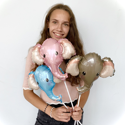 Шар Мини фигура Голова Слона розовая