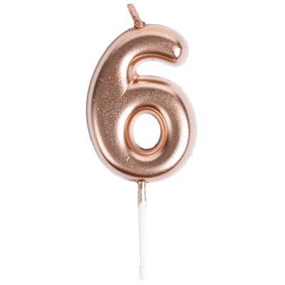 Свеча -цифра "6" Розовое золото 4,5см
