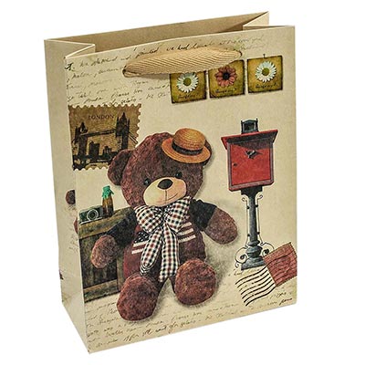 Пакет бум подар Крафт Мишки микс 18х23