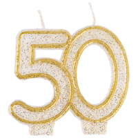 Свеча -цифра 50 Золотая блеск 7см