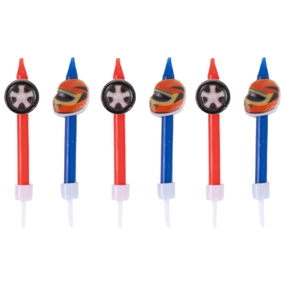 Машинки Свечи для торта с подст Гонщик 6шт 1502-5204