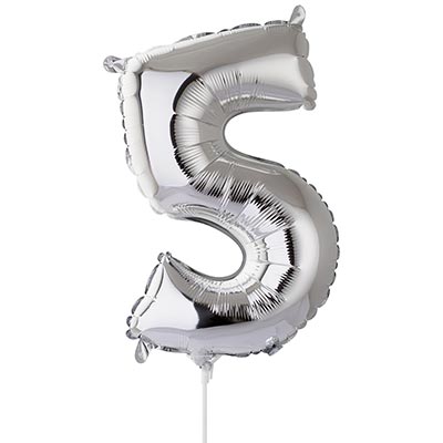 Шар цифра "5", 40см Silver под воздух