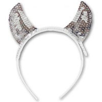 Ободок-рожки с пайетками серебряный