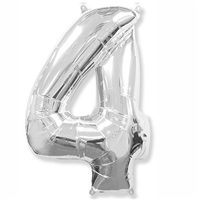 Шарик цифра "4", Silver 81см