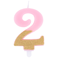 Свеча -цифра "2" Розовая блеск 7,5см