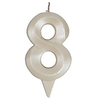 Цифры и числа Свеча-цифра &quot;8&quot; Грань белый жемчуг 7см 1502-6593