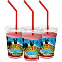 Стаканы с трубочкой Микки игривый 12шт