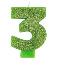 Свеча цифра "3" Глиттер, 8 см