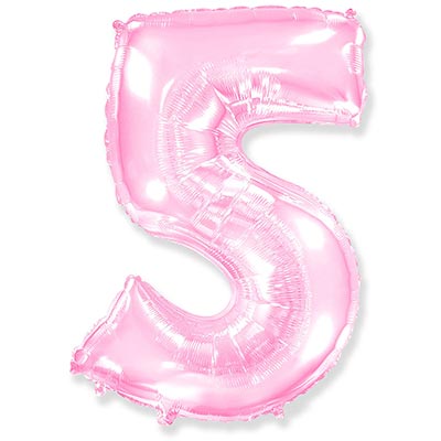 Шарик цифра "5", 101см Pink