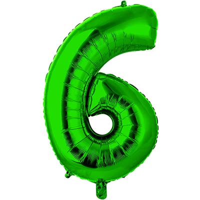Шар цифра "6", 66см Green