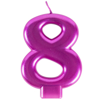 Свеча -цифра "8" Ярко-розовая, 8 см