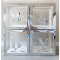 Коробка для шаров Baby серебро 30см 4шт