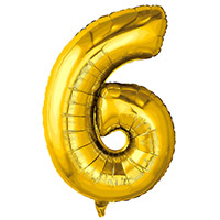 Шар цифра 6 Металлик Золото 66см