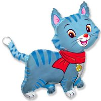 Шар фигура Кошечка с шарфом голубая