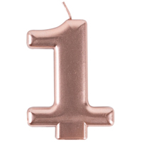 Свеча -цифра "1" Розовое золото, 8 см