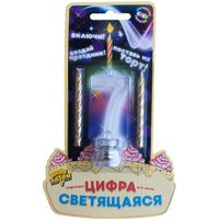 Цифра LED"7"д/торта и праздн стола+2свеч