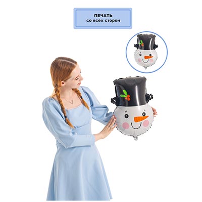 Шар фигура Снеговик в котелке голова