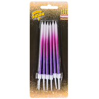 Свечи Омбре роз/фиол с подст 11см 6шт/G