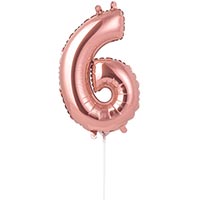 Шар цифра "6" 40см RoseGold под воздух