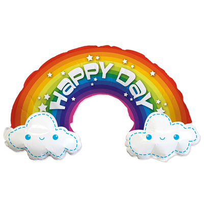 Шарики из фольги Шар фигура HAPPY DAY Радуга в облаках